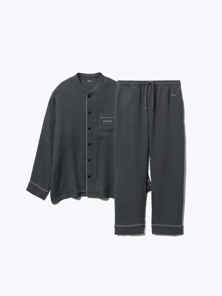 BAKUNE パジャマ ガーゼ 襟無し 25fw