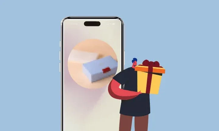 ブレインスリープのeギフト。スマートフォンで受け取ったURLからギフトを受け取るイラスト
