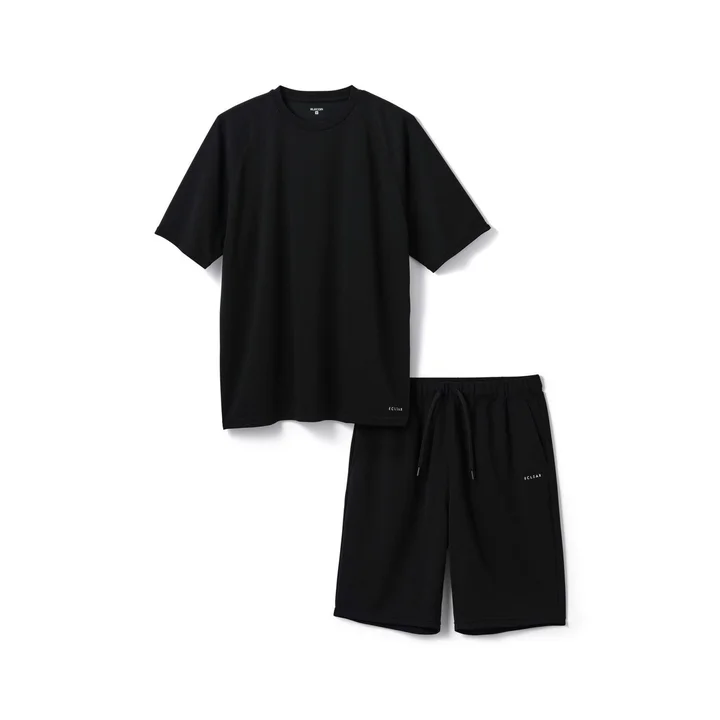 ECLEAR リカバリーウェア 半袖ハーフパンツ セット ブラック