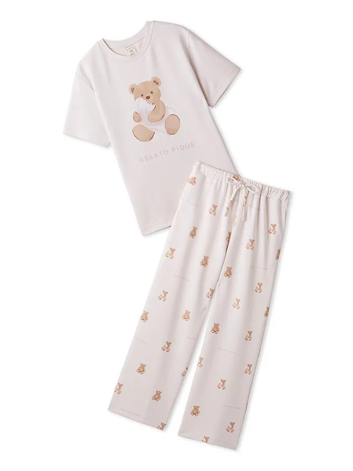 リカバリーミルフィーユ Tシャツ&ロングパンツセット(ピンク)