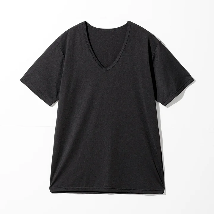 ニトリ NミラクDRY VネックTシャツ ブラック